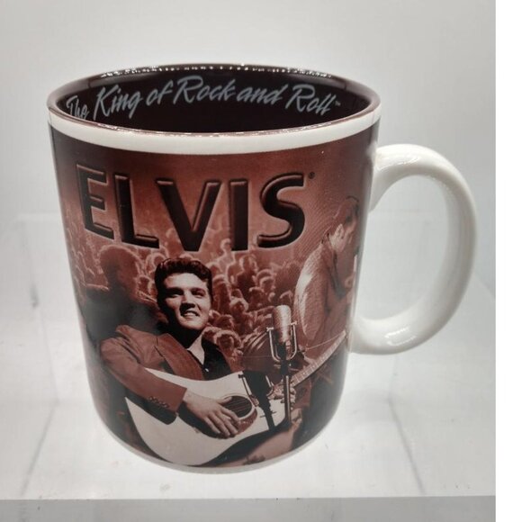 Elvis Presley King Of Rock And Roll Ceramic Coffee Mug 12 Oz By Vandor - Picture 1 of 6